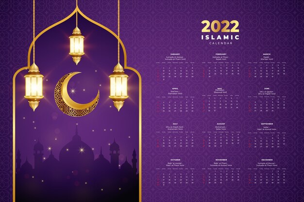 Realistic islamic calendar template