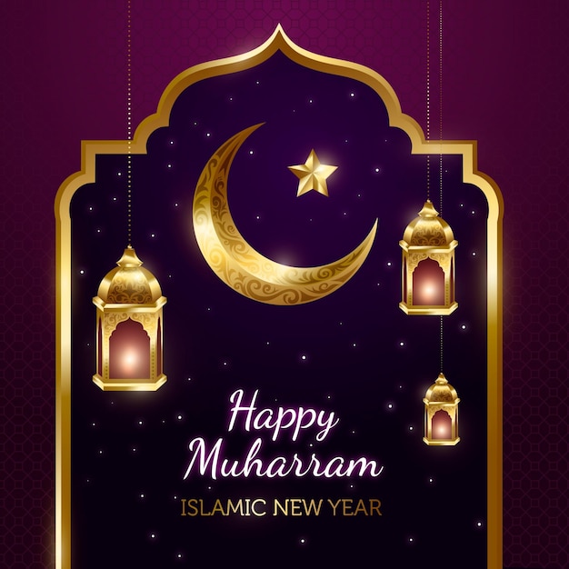 Realistic islamic new year concept