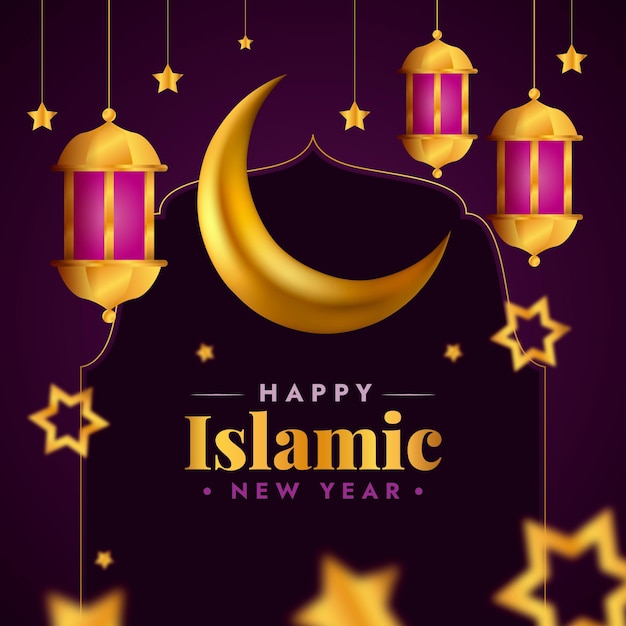 Realistic islamic new year illustration