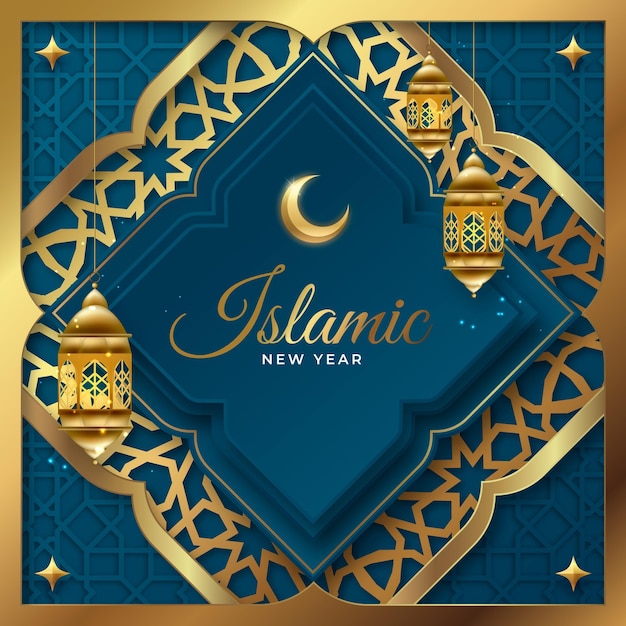 Realistic islamic new year illustration