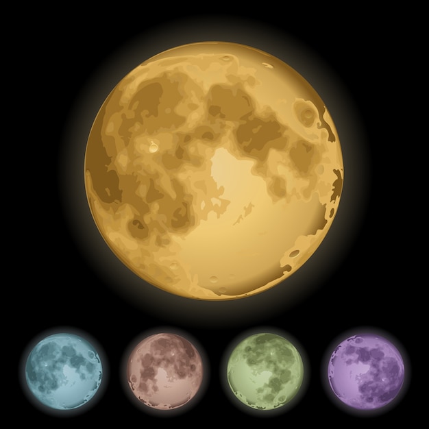 Free Vector realistic isolated full moon set