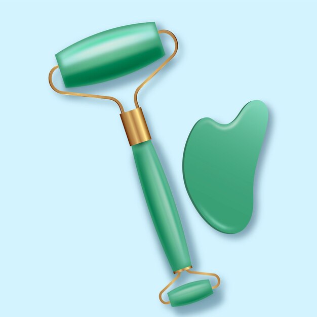 Realistic jade roller and gua sha set