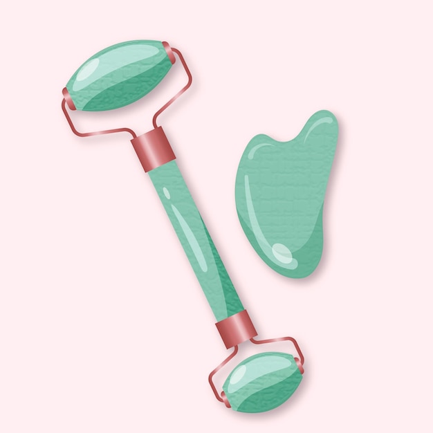 Realistic jade roller and gua sha set