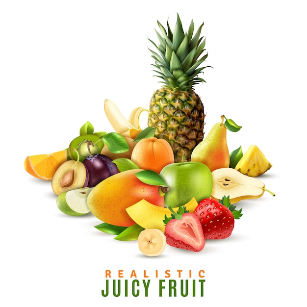 Realistic Juicy Fruit Illustration