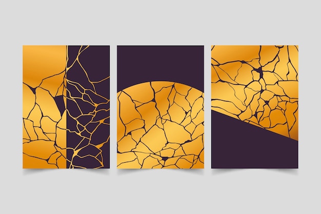 Free Vector realistic kintsugi cover collection