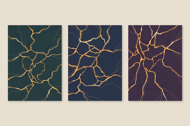 Free vector realistic kintsugi cover collection