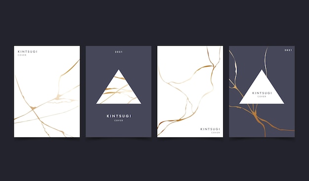 Realistic kintsugi cover collection