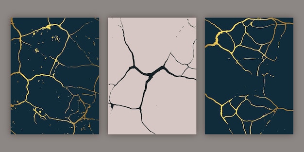 Free vector realistic kintsugi cover collection