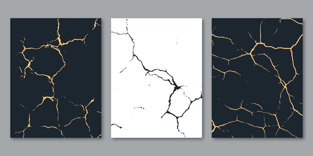 Realistic kintsugi cover collection