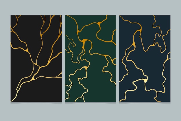 Free vector realistic kintsugi cover collection