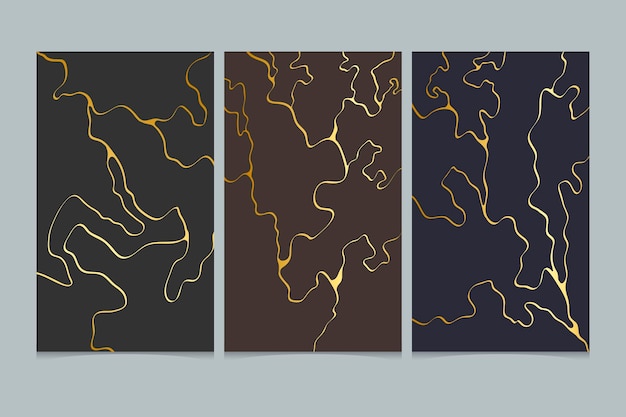 Free vector realistic kintsugi cover collection