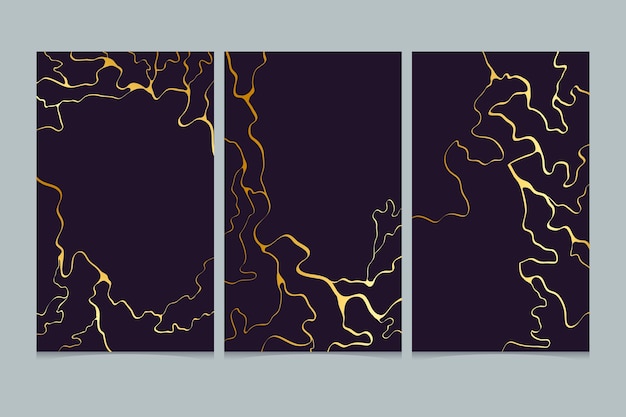 Free Vector realistic kintsugi cover collection