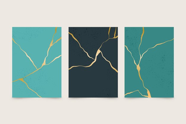 Realistic kintsugi cover collection