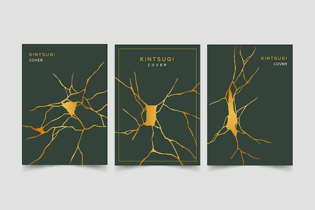 Realistic kintsugi cover collection