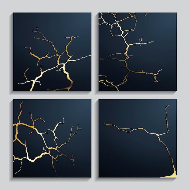 Free vector realistic kintsugi cover collection