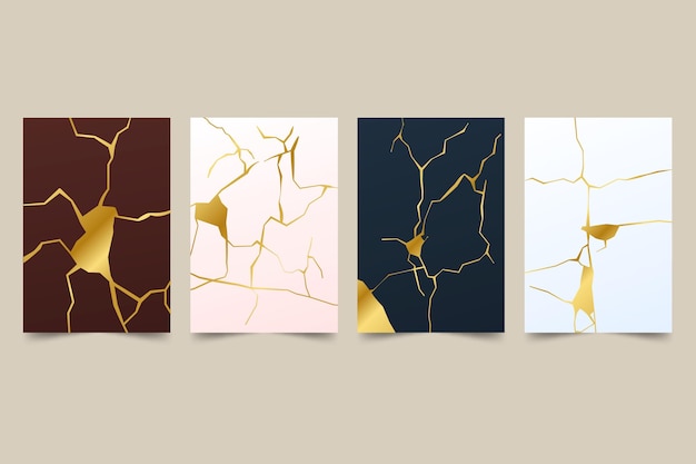 Free Vector realistic kintsugi cover collection