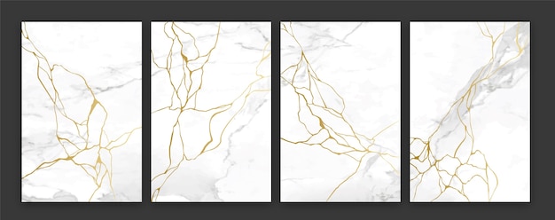 Realistic kintsugi cover collection