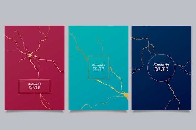 Free Vector realistic kintsugi cover collection