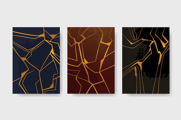 Realistic kintsugi cover collection