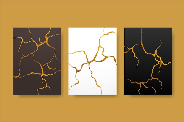 Realistic kintsugi cover collection