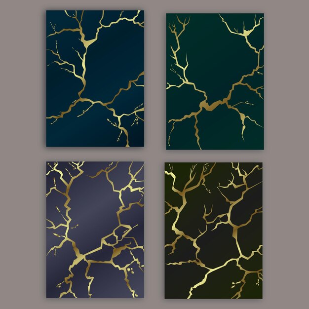 Realistic kintsugi cover collection