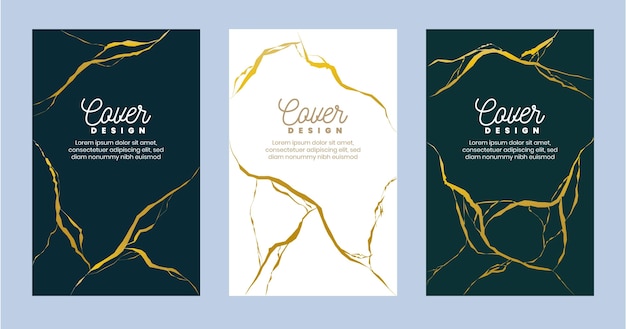 Realistic kintsugi cover collection