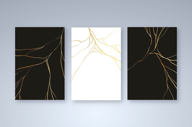 Realistic kintsugi cover collection