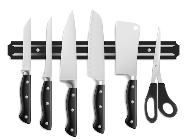 Realistic knife and scissors collection