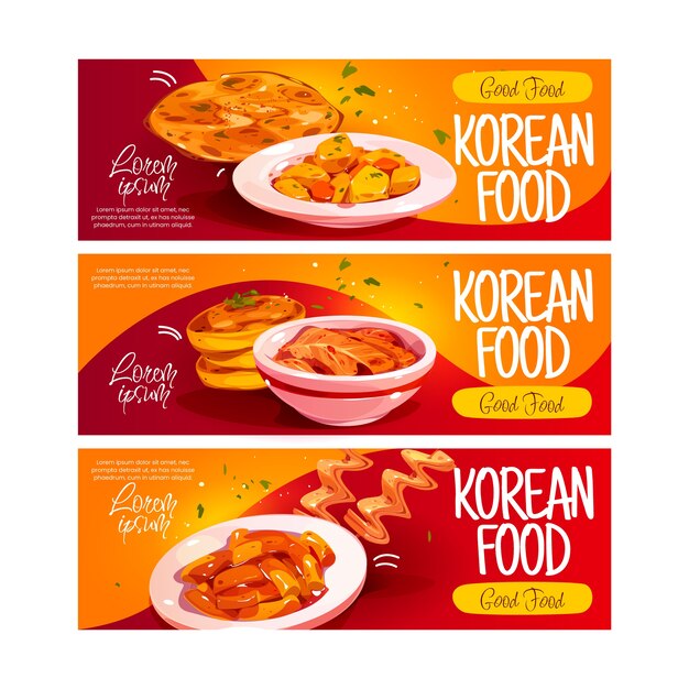 Realistic korean food banner design