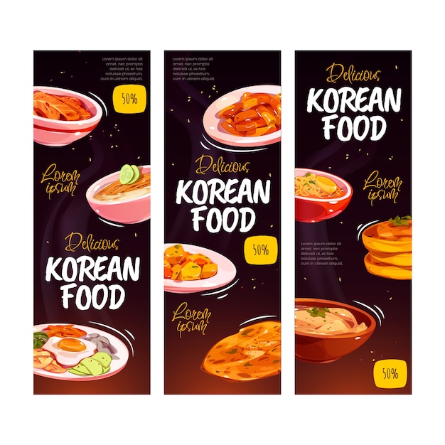 Realistic korean food banner design