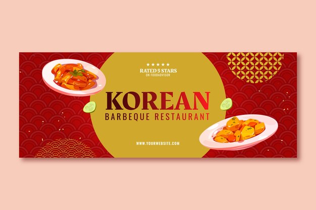 Realistic korean restaurant facebook cover template