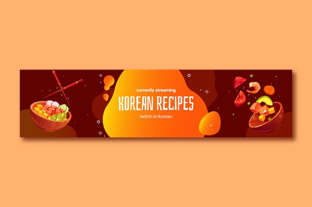 Free Vector realistic korean restaurant twitch banner