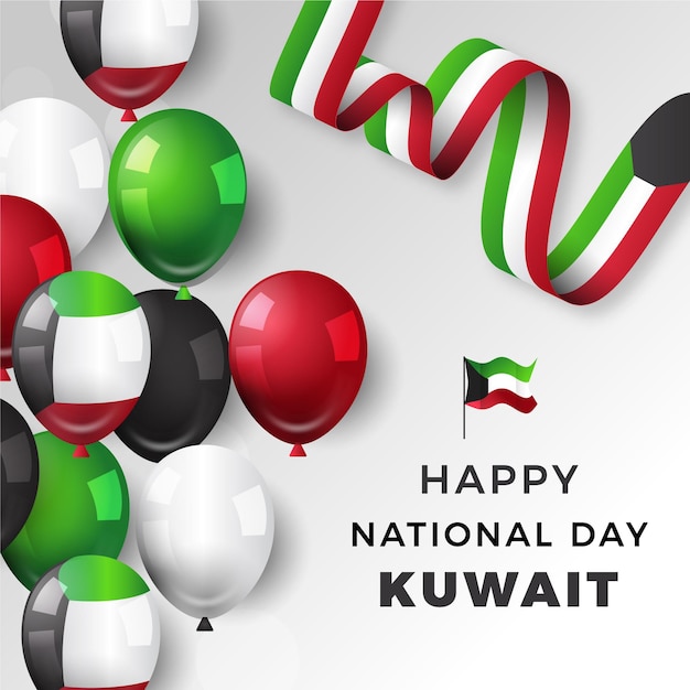 Free vector realistic kuwait national day with balloons