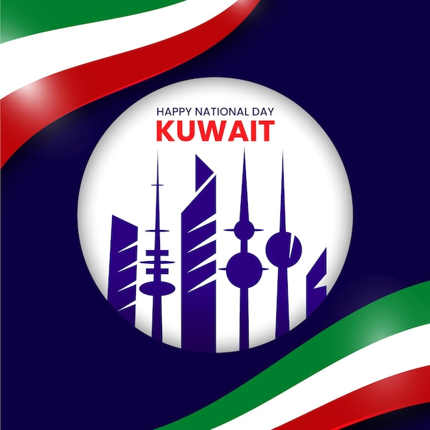 Free Vector realistic kuwait national day with city