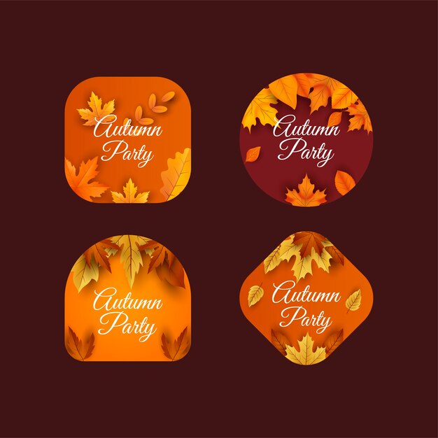 Realistic labels collection for autumn celebration