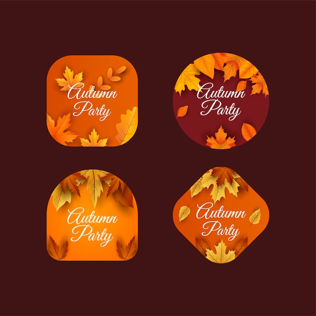 Realistic labels collection for autumn celebration