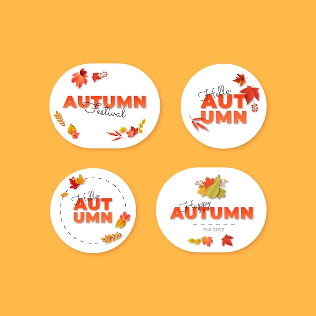 Realistic labels collection for autumn celebration