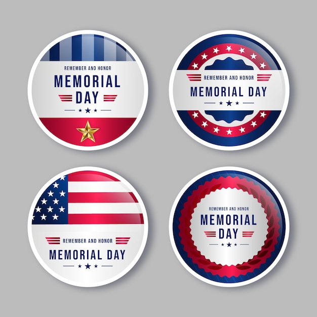 Realistic labels collection for usa memorial day celebration