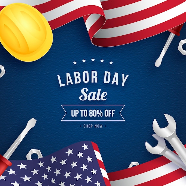 Realistic labor day sale illustration