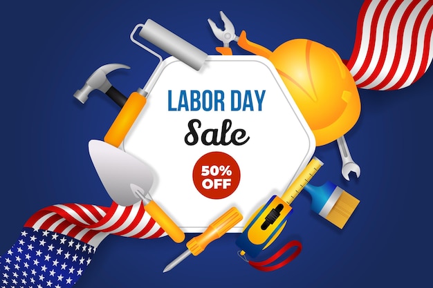 Realistic labor day sale illustration