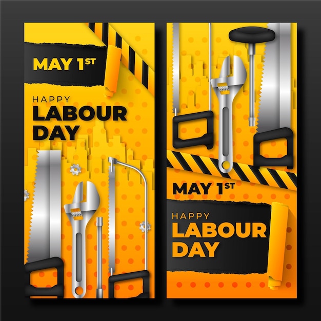 Free Vector realistic labour day banners set