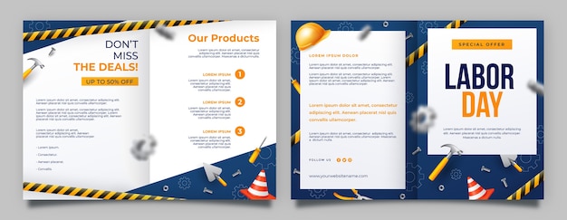 Free Vector realistic labour day brochure template