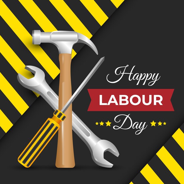 Realistic labour day with tools