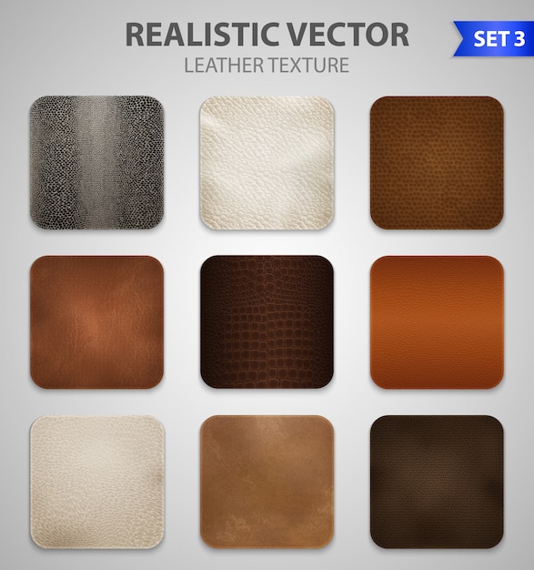 Free Vector realistic leather patches samples set 