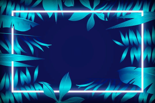 Free Vector realistic leaves with neon frame design