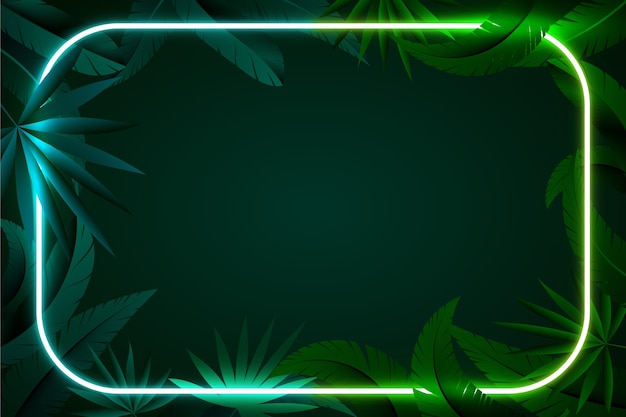 Realistic leaves with neon frame