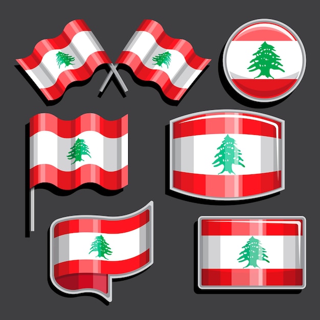 Free Vector realistic lebanese flag collection