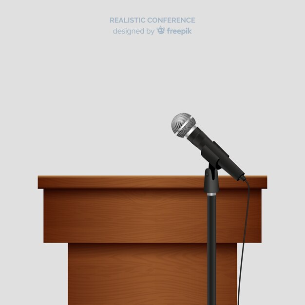 Realistic lectern conference with microphone