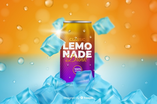 Realistic lemonade advertisement