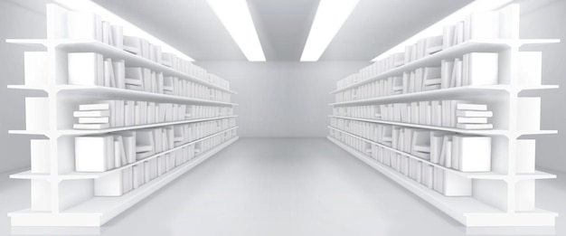 Free Vector realistic library aisle mockup